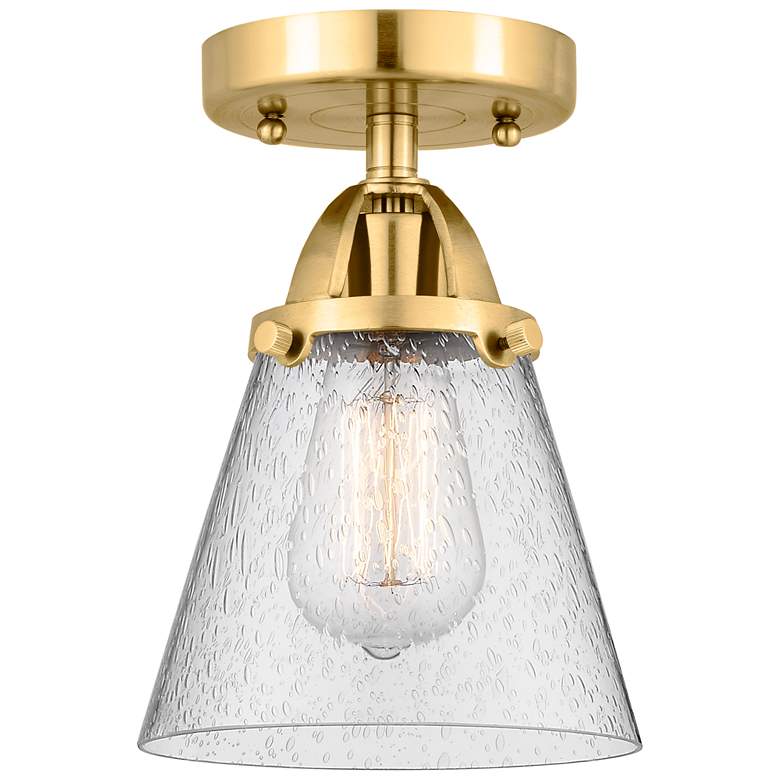 Image 1 Nouveau 2 Cone 6" Semi-Flush Mount - Satin Gold - Seedy Shade