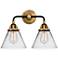 Nouveau 2 Cone 8" 2 Light 16" Bath Light - Black Brass - Clear Sh