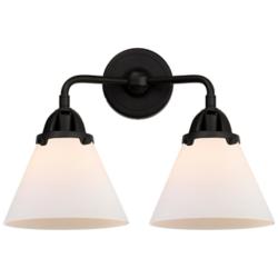 Nouveau 2 Cone 8" 2 Light 16" Bath Light - Matte Black - Matte Wh