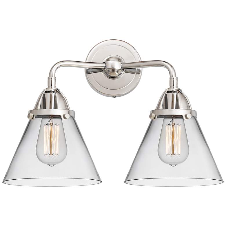 Image 1 Nouveau 2 Cone 8" 2 Light 16" Bath Light - Polished Chrome - Clea