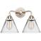 Nouveau 2 Cone 8" 2 Light 16" Bath Light - Polished Nickel - Clea