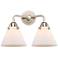 Nouveau 2 Cone 8" 2 Light 16" Bath Light - Polished Nickel - Whit