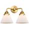 Nouveau 2 Cone 8" 2 Light 16" Bath Light - Satin Gold - Matte Whi