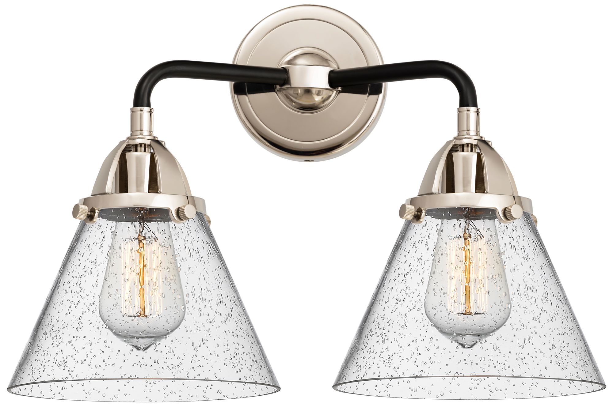 Nouveau 2 Cone 8" 2 Light 16" LED Bath Light - Black Nickel - See