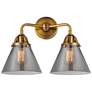 Nouveau 2 Cone 8" 2 Light 16" LED Bath Light - Brushed Brass - Sm