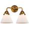 Nouveau 2 Cone 8" 2 Light 16" LED Bath Light - Brushed Brass - Wh
