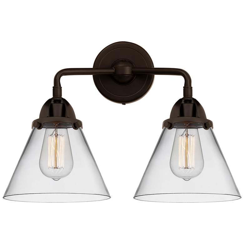 Image 1 Nouveau 2 Cone 8" 2 Light 16" LED Bath Light - Oil Rubbed Bronze