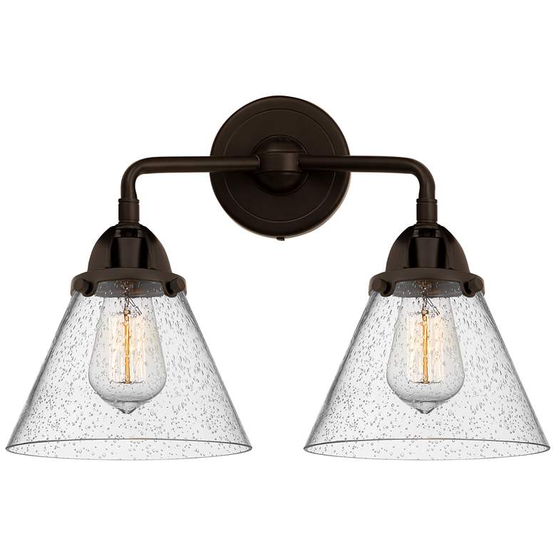 Image 1 Nouveau 2 Cone 8" 2 Light 16" LED Bath Light - Oil Rubbed Bronze