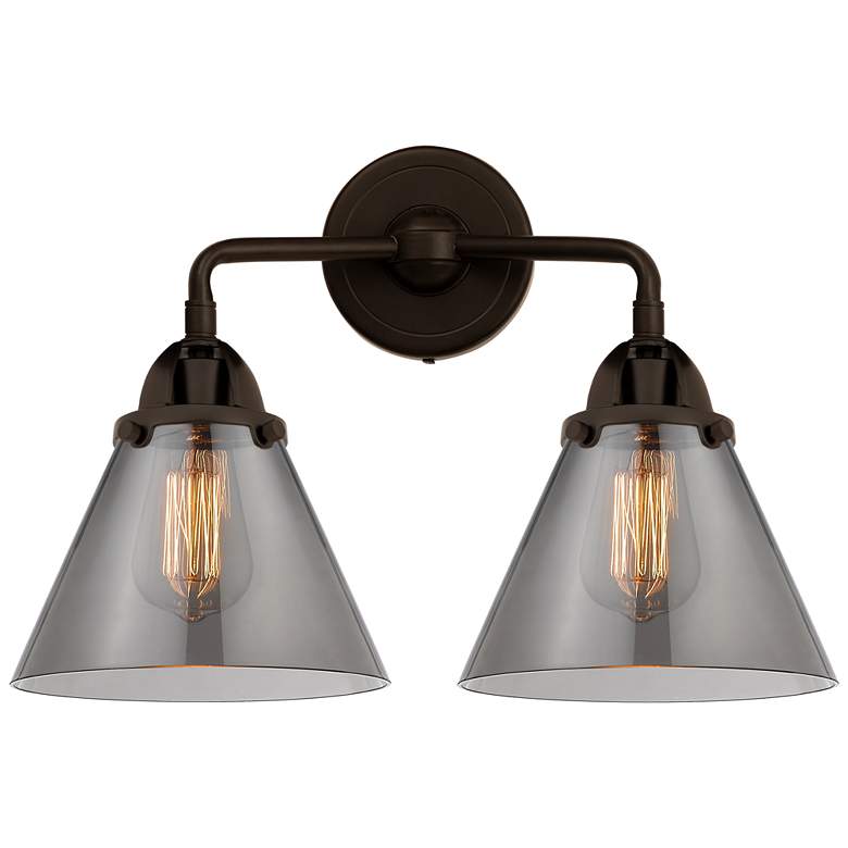 Image 1 Nouveau 2 Cone 8" 2 Light 16" LED Bath Light - Oil Rubbed Bronze