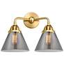 Nouveau 2 Cone 8" 2 Light 16" LED Bath Light - Satin Gold - Smoke