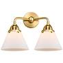 1_Nouveau 2 Cone 8" 2 Light 16" LED Bath Light - Satin Gold - White