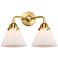 Nouveau 2 Cone 8" 2 Light 16" LED Bath Light - Satin Gold - White