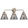 Nouveau 2 Cone 8" 3 Light 26" Bath Light - Brushed Satin Nickel -