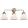 Nouveau 2 Cone 8" 3 Light 26" Bath Light - Brushed Satin Nickel -