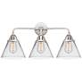 Nouveau 2 Cone 8" 3 Light 26" Bath Light - Polished Chrome - Clea