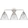 Nouveau 2 Cone 8" 3 Light 26" Bath Light - Polished Chrome - Clea