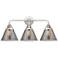 Nouveau 2 Cone 8" 3 Light 26" Bath Light - Polished Chrome - Smok