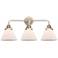 Nouveau 2 Cone 8" 3 Light 26" Bath Light - Polished Nickel - Whit
