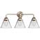 Nouveau 2 Cone 8" 3 Light 26" LED Bath Light - Brushed Satin Nick