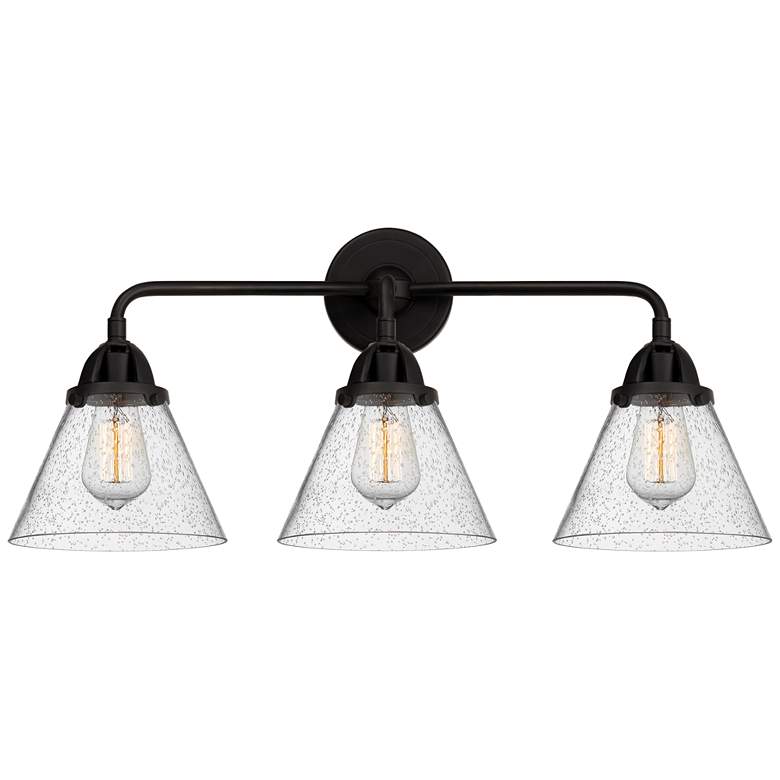 Image 1 Nouveau 2 Cone 8" 3 Light 26" LED Bath Light - Matte Black - Seed