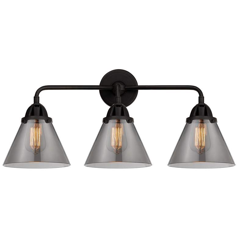 Image 1 Nouveau 2 Cone 8" 3 Light 26" LED Bath Light - Matte Black - Smok