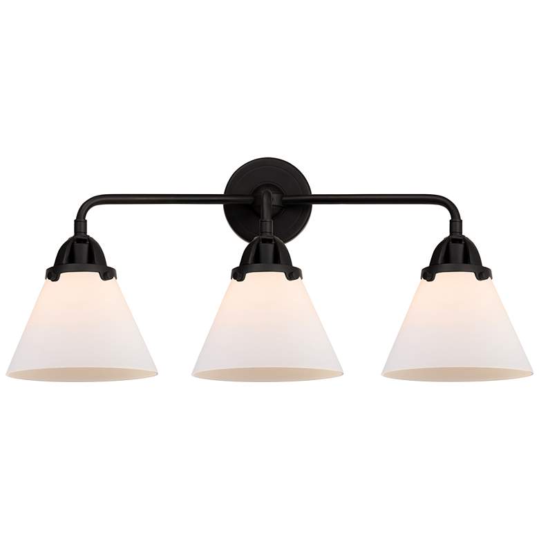 Image 1 Nouveau 2 Cone 8" 3 Light 26" LED Bath Light - Matte Black - Whit