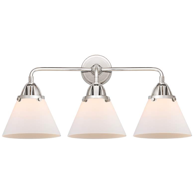 Image 1 Nouveau 2 Cone 8" 3 Light 26" LED Bath Light - Polished Chrome -