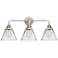 Nouveau 2 Cone 8" 3 Light 26" LED Bath Light - Polished Nickel -