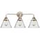Nouveau 2 Cone 8" 3 Light 26" LED Bath Light - Polished Nickel -