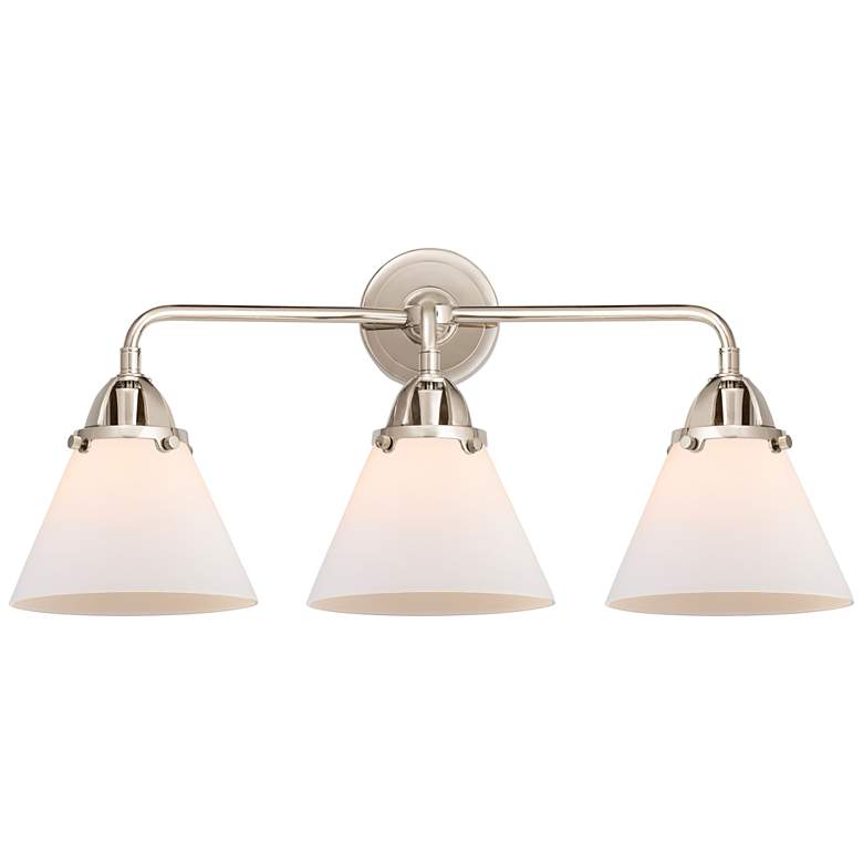 Image 1 Nouveau 2 Cone 8" 3 Light 26" LED Bath Light - Polished Nickel -