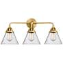 Nouveau 2 Cone 8" 3 Light 26" LED Bath Light - Satin Gold - Seedy