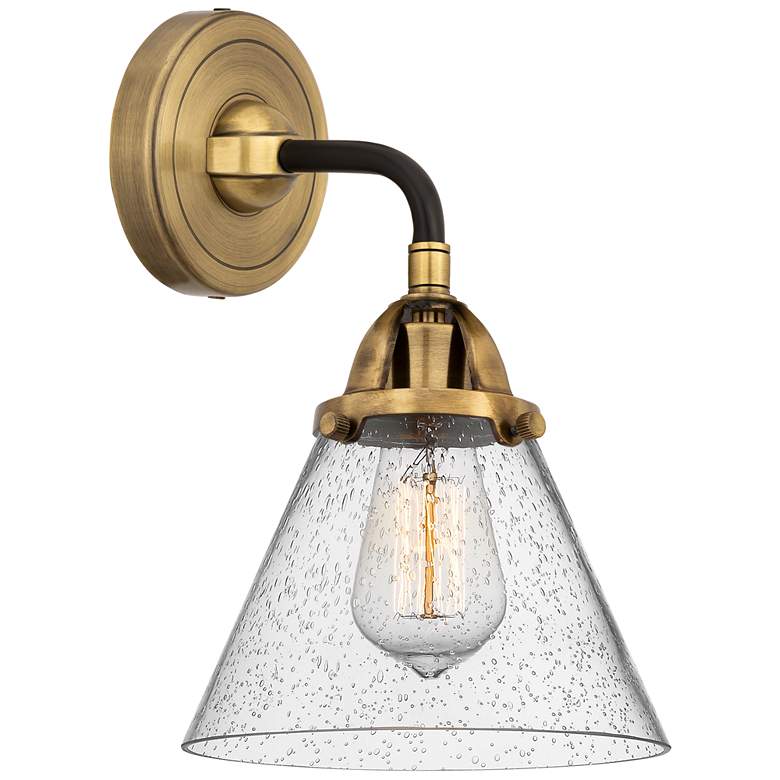 Image 1 Nouveau 2 Cone 8" Incandescent Sconce - Black Brass Finish - Seedy Sha