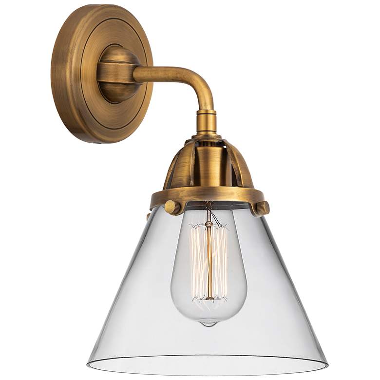Image 1 Nouveau 2 Cone 8" Incandescent Sconce - Brass Finish - Clear Shade