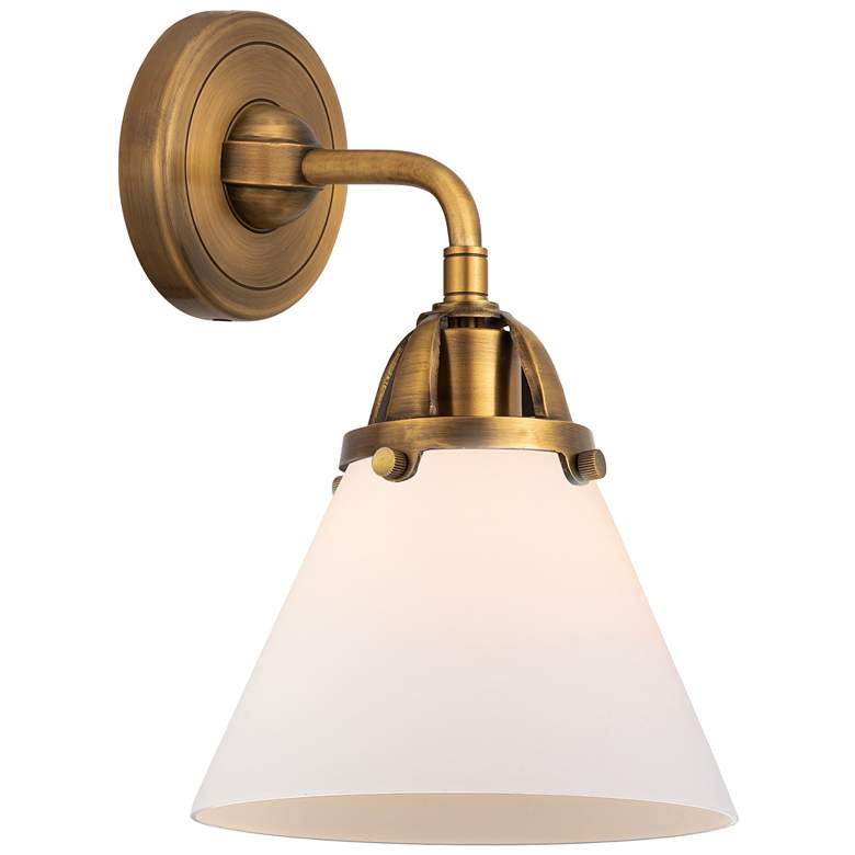 Image 1 Nouveau 2 Cone 8" Incandescent Sconce - Brass Finish - Matte White Sha