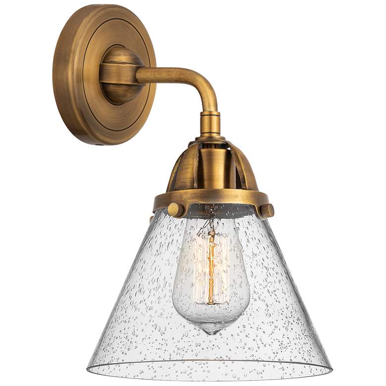 Image 1 Nouveau 2 Cone 8" Incandescent Sconce - Brass Finish - Seedy Shade
