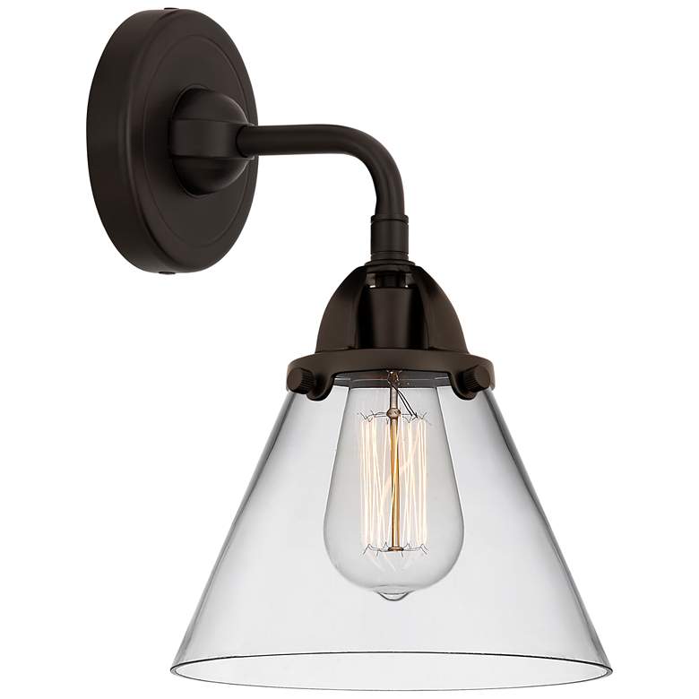 Image 1 Nouveau 2 Cone 8" Incandescent Sconce - Bronze Finish - Clear Shade