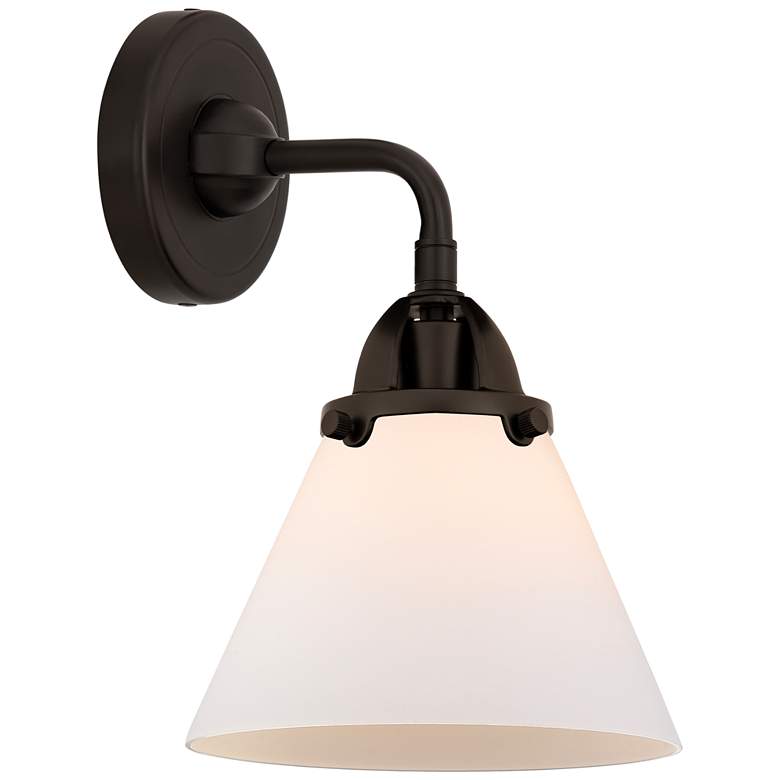 Image 1 Nouveau 2 Cone 8" Incandescent Sconce - Bronze Finish - Matte White Sh