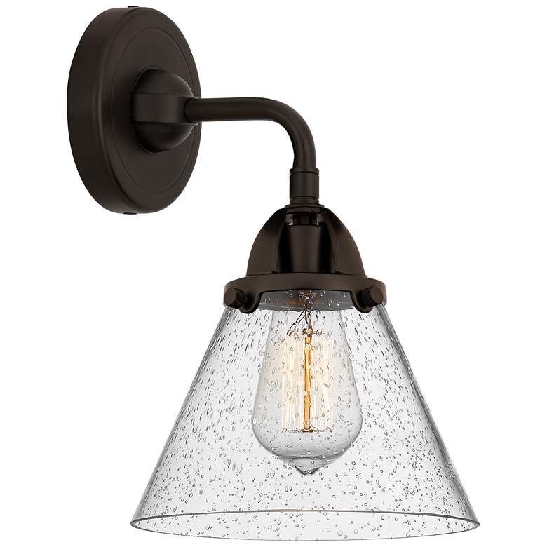 Image 1 Nouveau 2 Cone 8" Incandescent Sconce - Bronze Finish - Seedy Shade