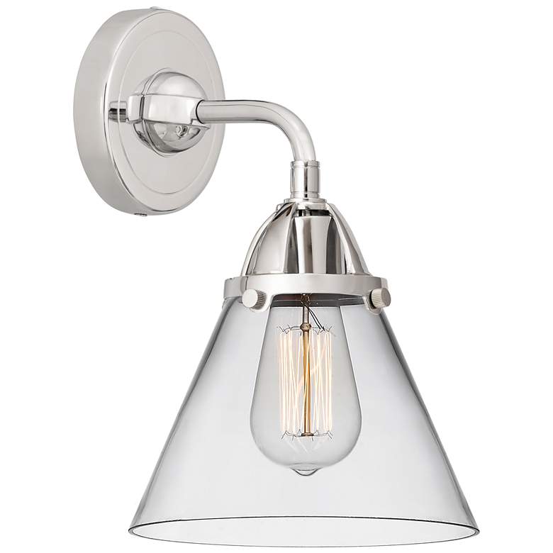 Image 1 Nouveau 2 Cone 8" Incandescent Sconce - Chrome Finish - Clear Shade