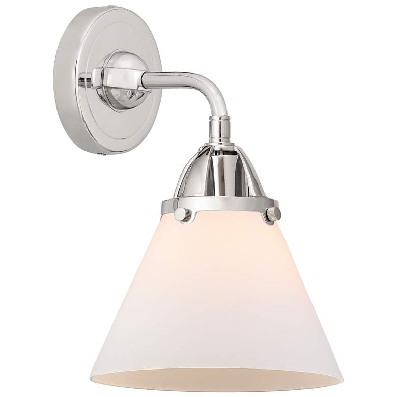 Image 1 Nouveau 2 Cone 8" Incandescent Sconce - Chrome Finish - Matte White Sh