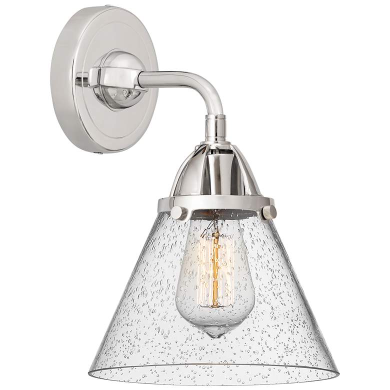 Image 1 Nouveau 2 Cone 8" Incandescent Sconce - Chrome Finish - Seedy Shade