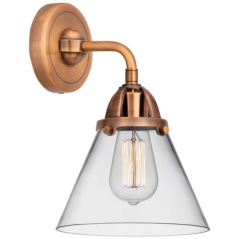 Image 1 Nouveau 2 Cone 8" Incandescent Sconce - Copper Finish - Clear Shade