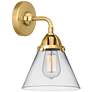 Nouveau 2 Cone 8" Incandescent Sconce - Gold Finish - Clear Shade