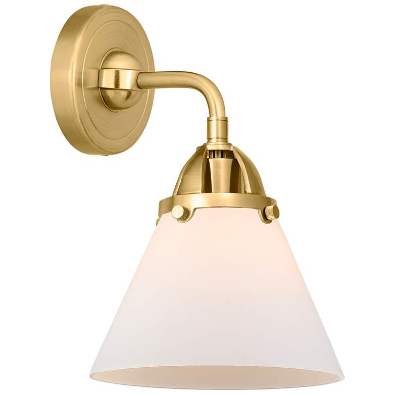 Image 1 Nouveau 2 Cone 8" Incandescent Sconce - Gold Finish - Matte White Shad