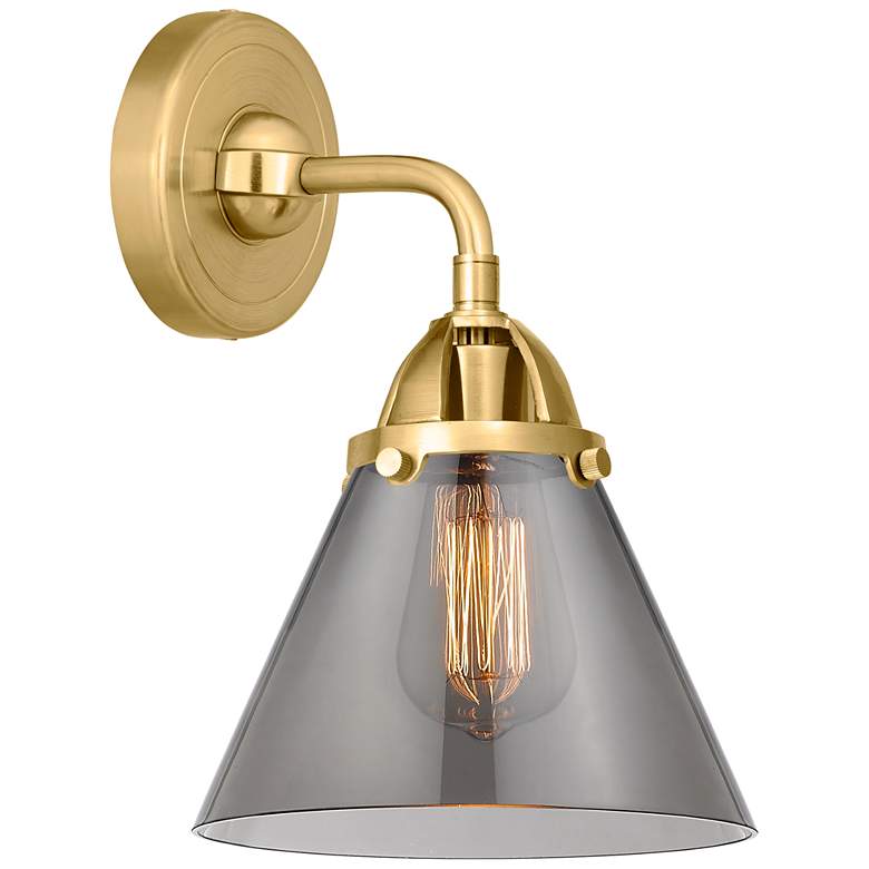 Image 1 Nouveau 2 Cone 8 inch Incandescent Sconce - Gold Finish - Plated Smoke Sha