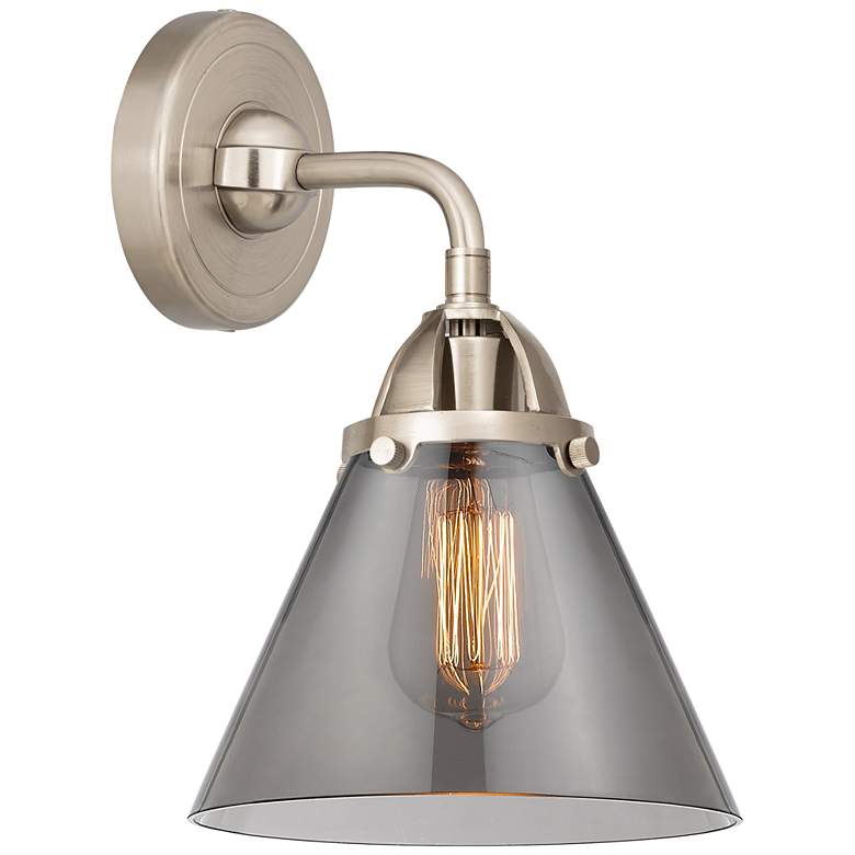 Image 1 Nouveau 2 Cone 8" Incandescent Sconce - Nickel Finish - Plated Smoke S