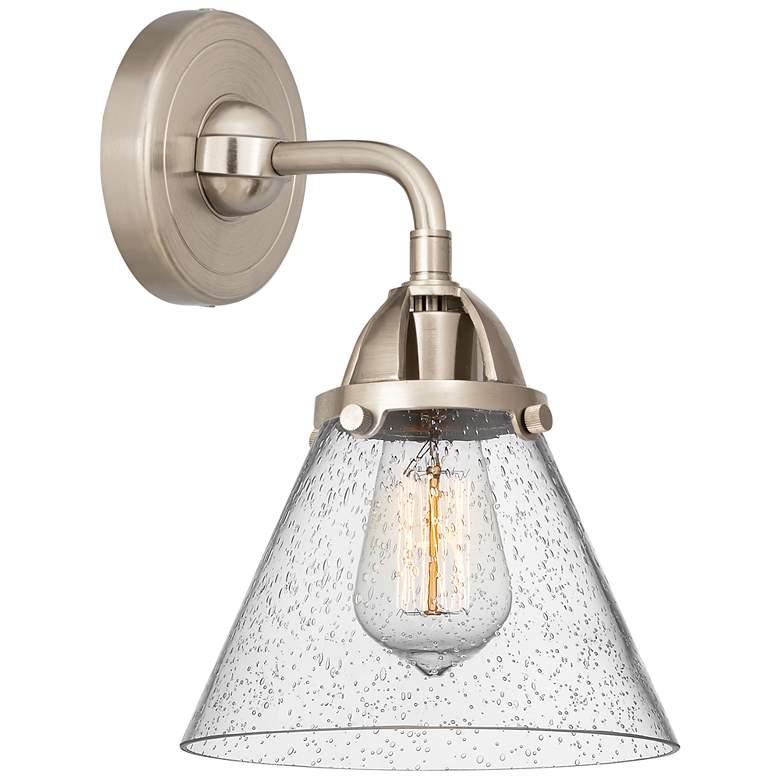 Image 1 Nouveau 2 Cone 8" Incandescent Sconce - Nickel Finish - Seedy Shade