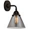Nouveau 2 Cone 8" LED Sconce - Bronze Finish - Plated Smoke Shade