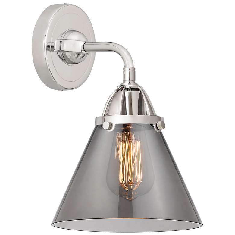 Image 1 Nouveau 2 Cone 8" LED Sconce - Chrome Finish - Plated Smoke Shade
