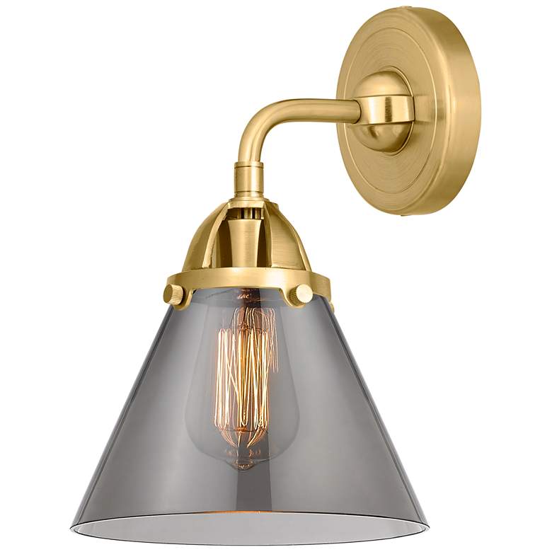 Image 1 Nouveau 2 Cone 8" LED Sconce - Gold Finish - Plated Smoke Shade